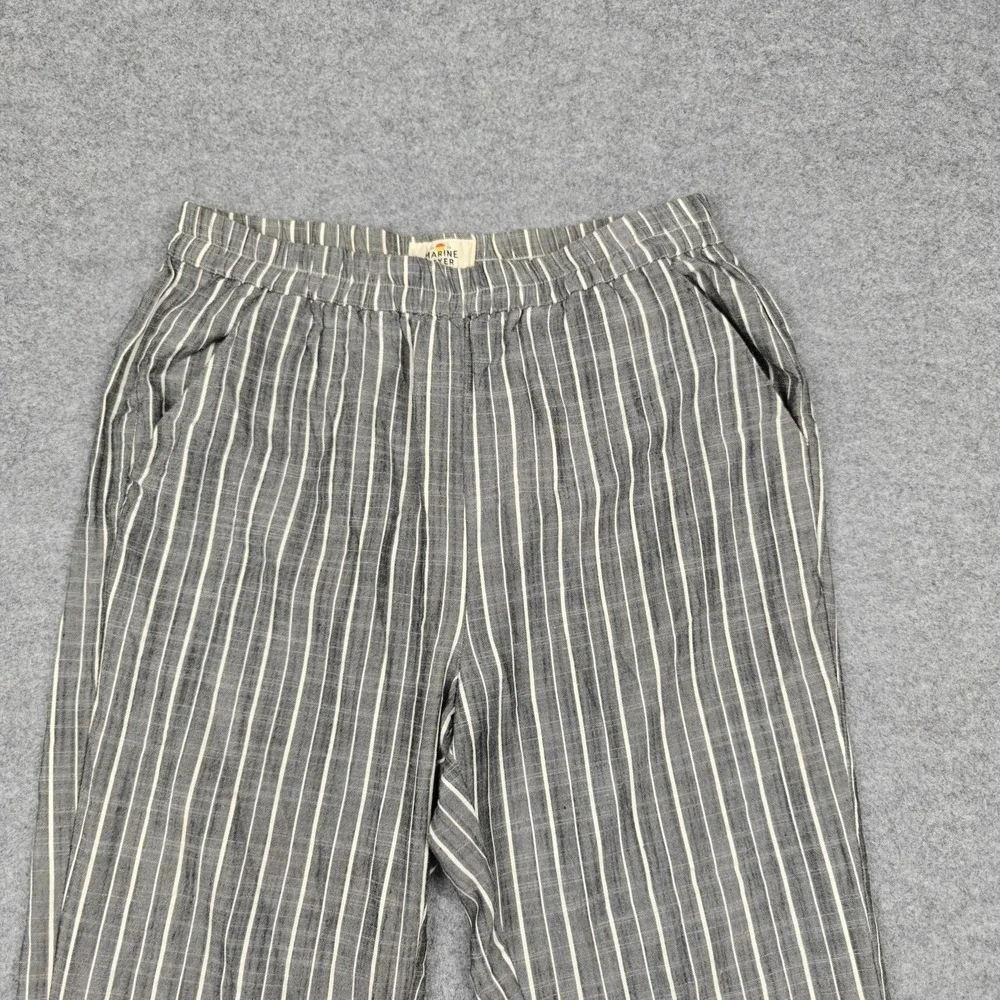 Marine Layer Pants Mens Small Gray Linen Lyocell Striped Jogger Elastic‎ Waist